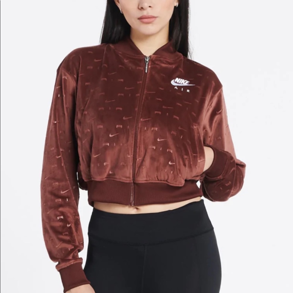 Nike velour cropped jacket womens large